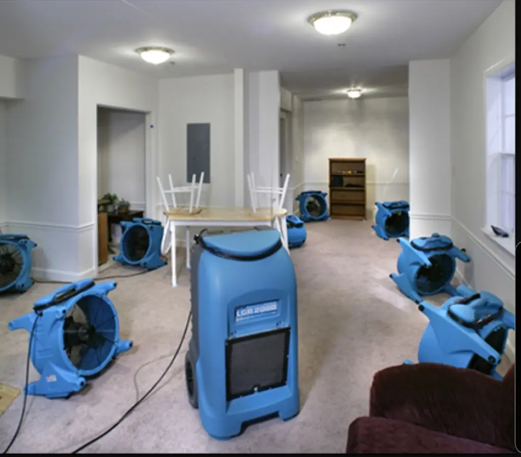 Air movers and dehumidifier setup for Water Extraction & Removal in Battlement Mesa